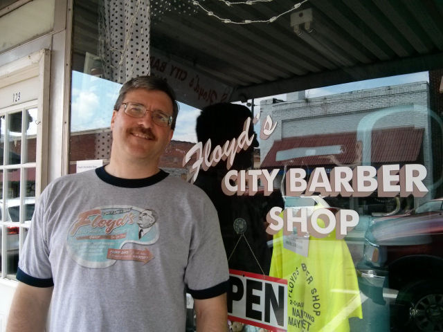 Allan at Floyd's City Barber Shop in Mt. Airy, NC.
