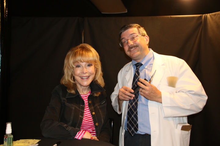 Barbara Eden played 'The Manicurist' Ellen Brown in the episode of the same name poses with Floyd during Mayberry Days 2015.